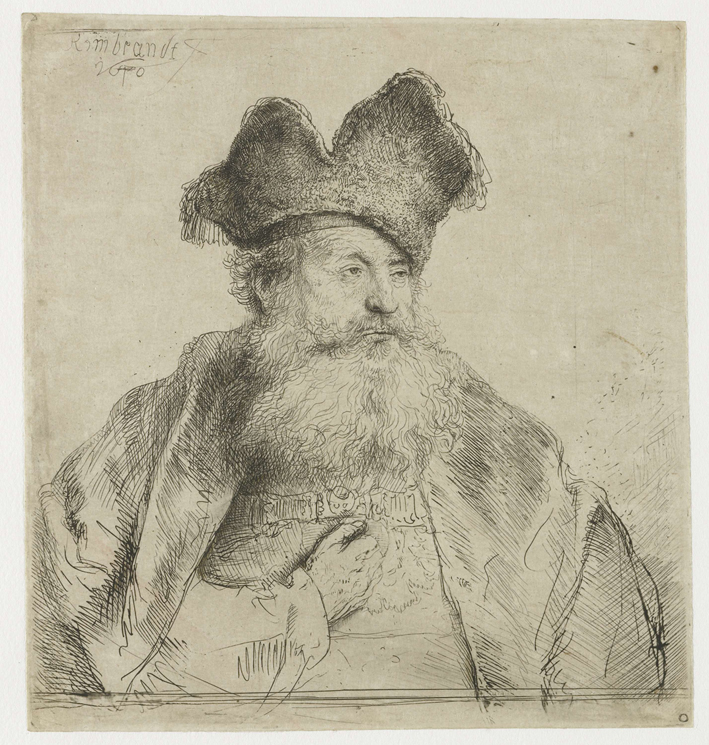  伦勃朗·梵·莱茵 Rembrandt van Rijn——戴帽子的男子素描5